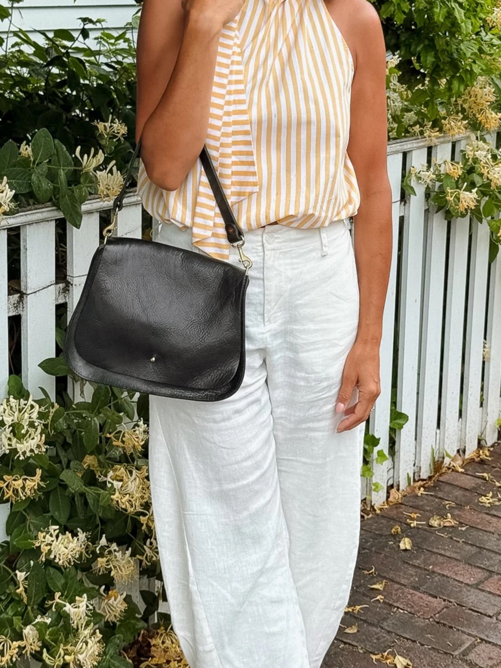 Black luxe leather saddle bag